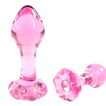 Pembe Çiçek Cam Plug