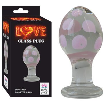 Pembe Benekli Beyaz Cam Plug